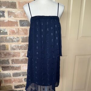 Kelly Renee Elegant Navy Blue Women's Eyelet Embroidered Dress Spaghetti Straps